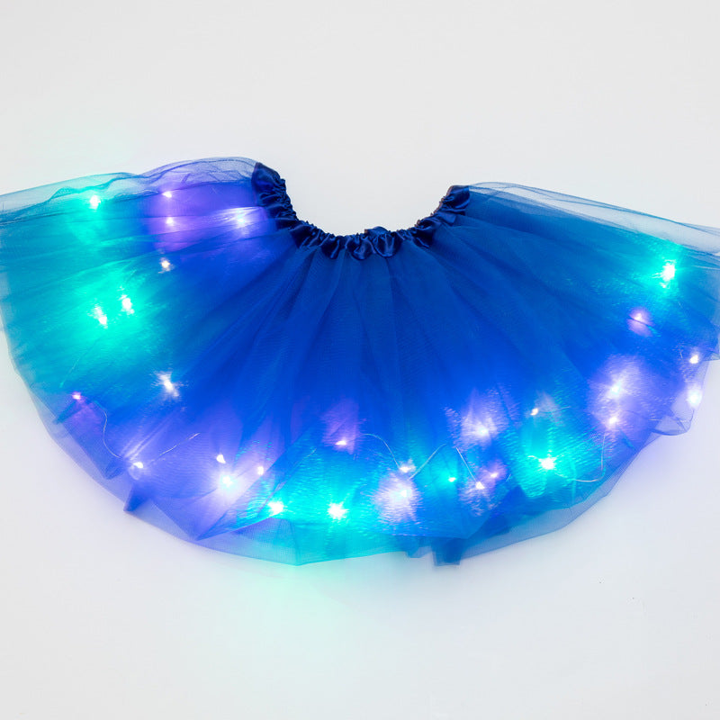 LED Light-Up Tutu Skirt with Sequins for Performances