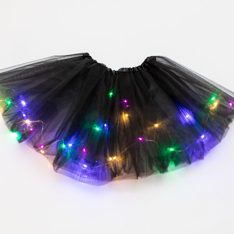 LED Light-Up Tutu Skirt with Sequins for Performances