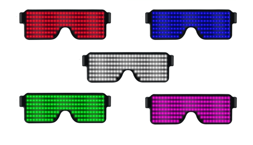 LED Light-Up Glasses with Multifunctional Display