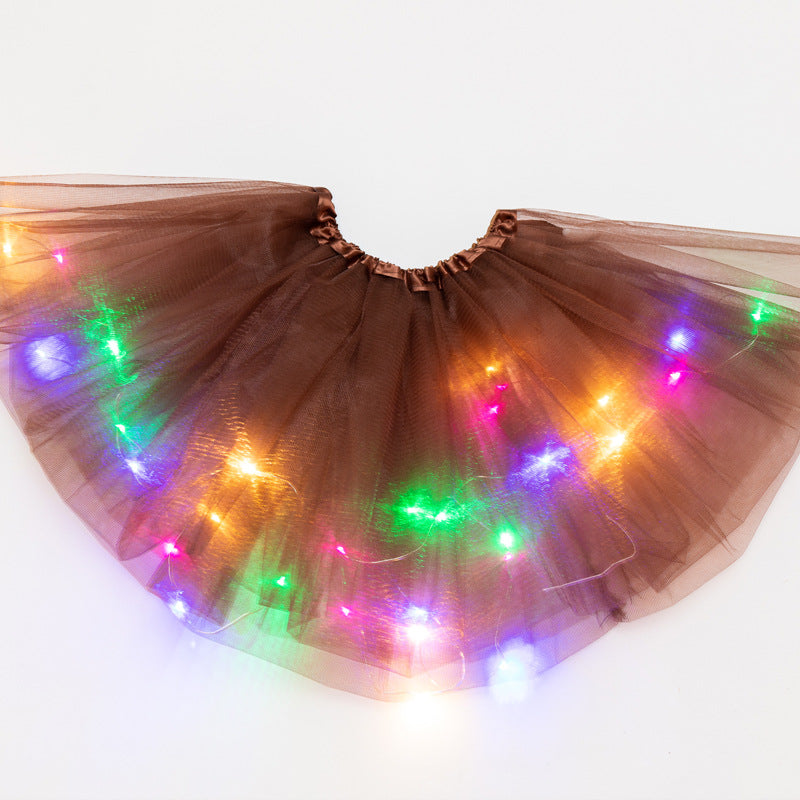 LED Light-Up Tutu Skirt with Sequins for Performances