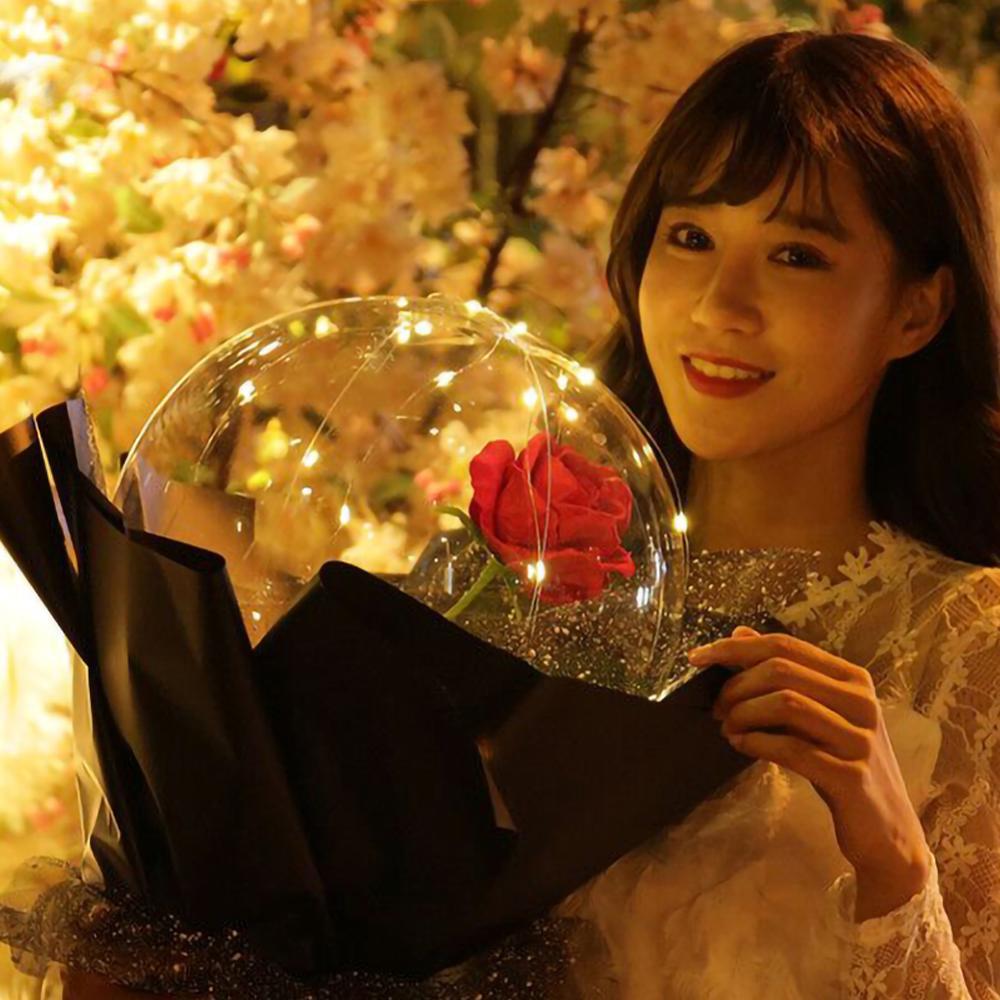 Transparent LED Luminous Balloon Rose Bouquet