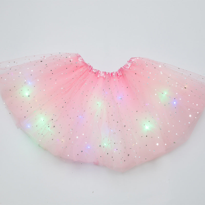 LED Light-Up Tutu Skirt with Sequins for Performances