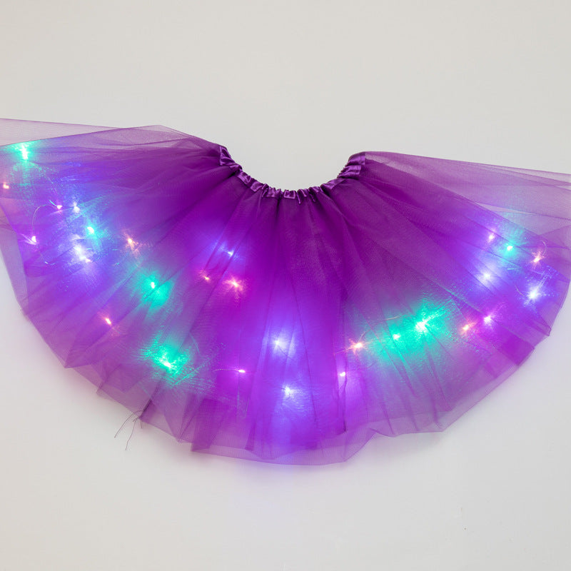 LED Light-Up Tutu Skirt with Sequins for Performances
