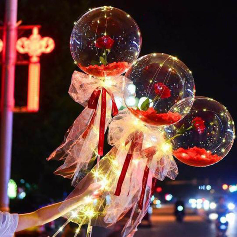 Transparent LED Luminous Balloon Rose Bouquet
