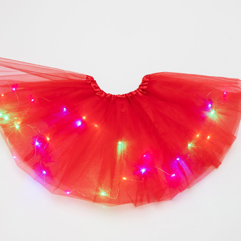 LED Light-Up Tutu Skirt with Sequins for Performances