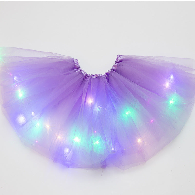 LED Light-Up Tutu Skirt with Sequins for Performances