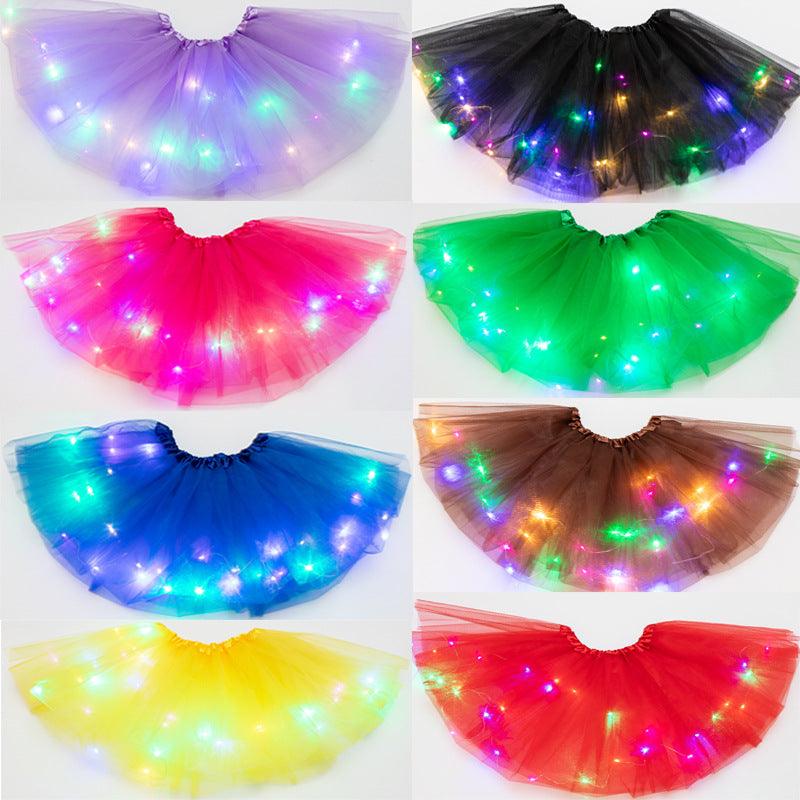 LED Light-Up Tutu Skirt with Sequins for Performances